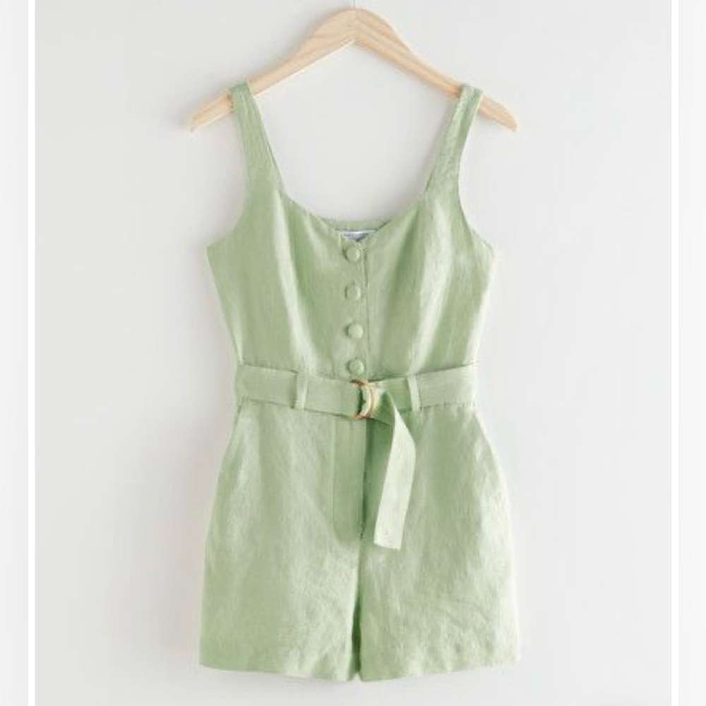 & Other Stories Green Button-Up Romper